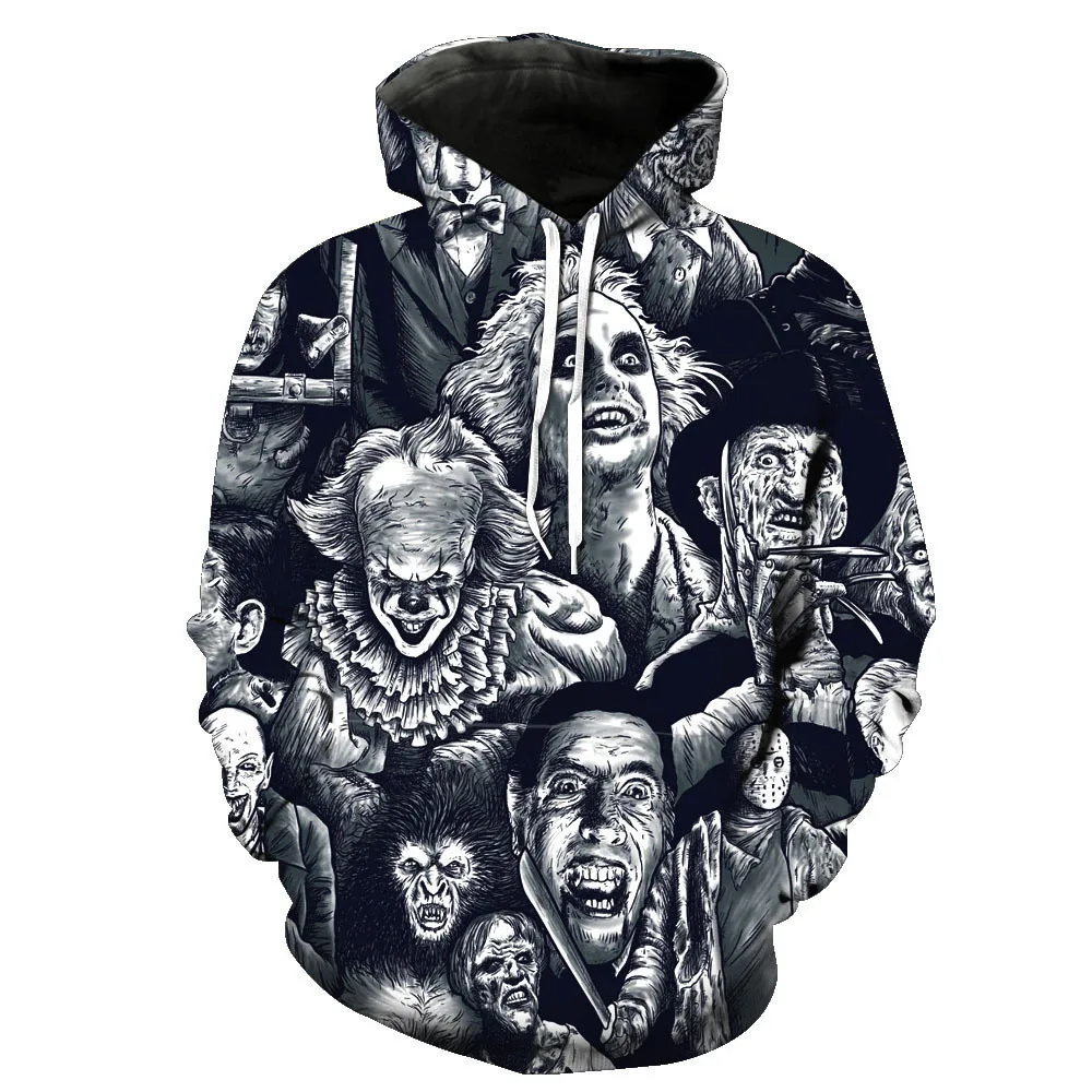 Digital Printing 3d Halloween Movie And Television Horror Killer Series Sweater Cosplay Hoodie