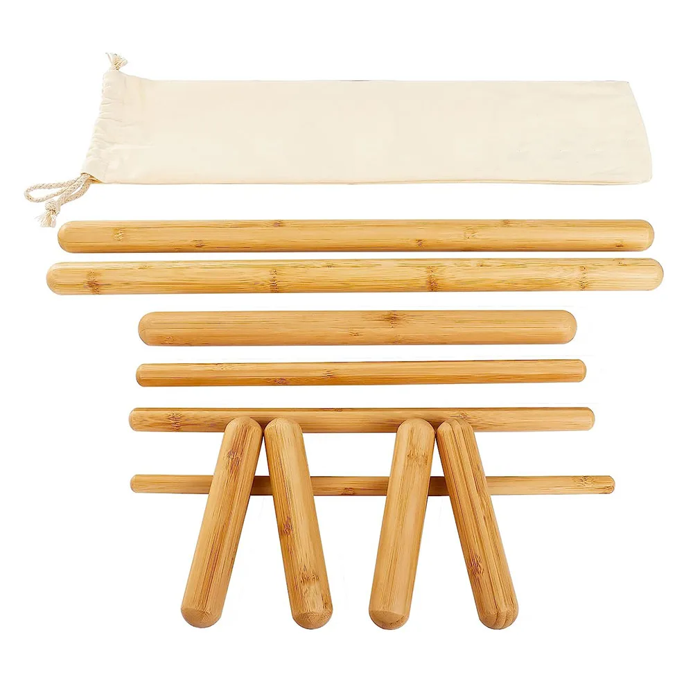 Wood Bamboo Massage Stick Sets for Body Bamboo Guasha Massage Roller Stick