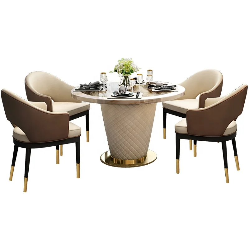 Роскошный итальянский мраморный круглый кухонный обеденный стол, качественный круглый обеденный стол