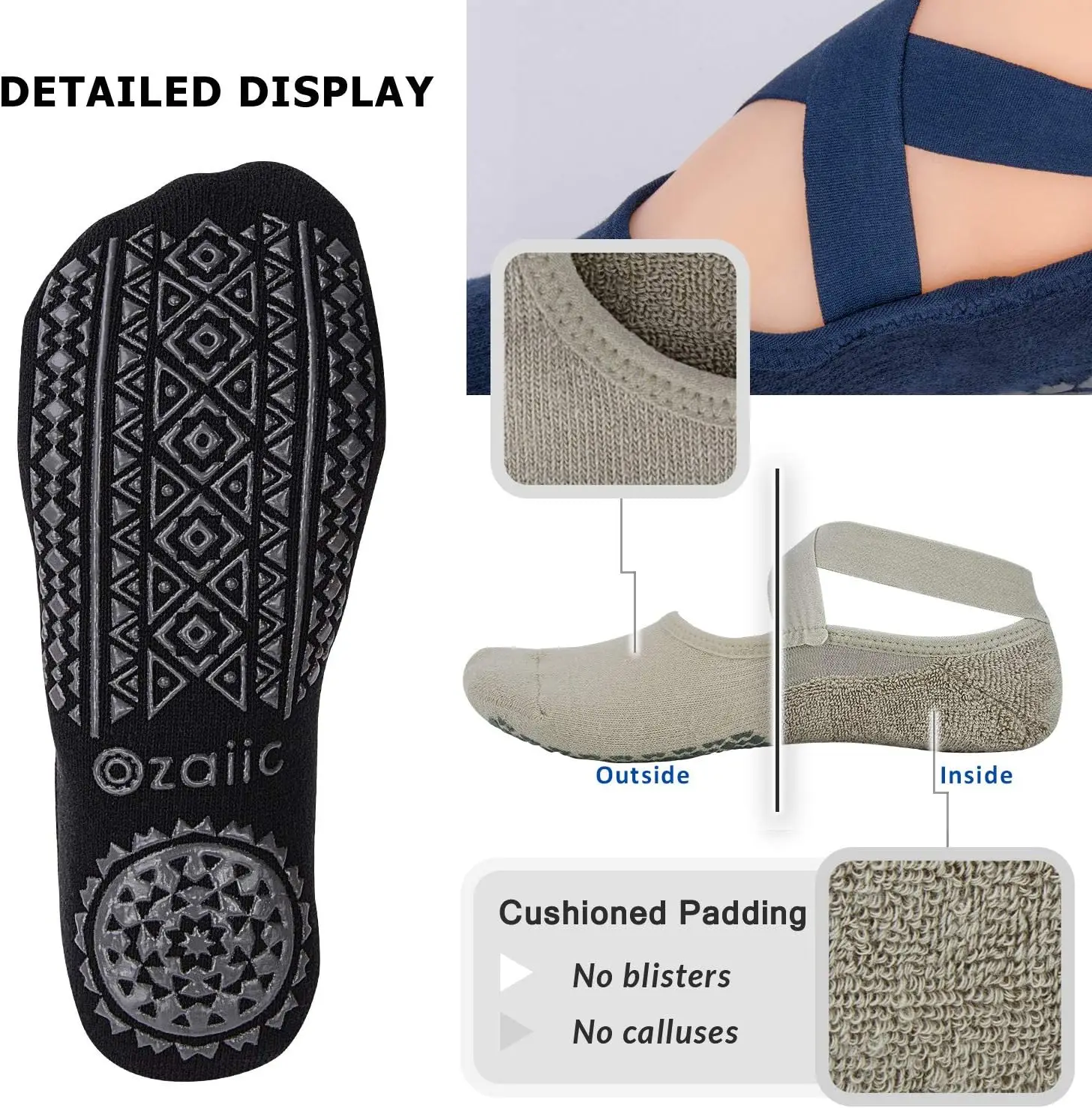 Women Yoga Grips Anti-slip Socks Pilates Socks Ideal For Pilates Yoga
