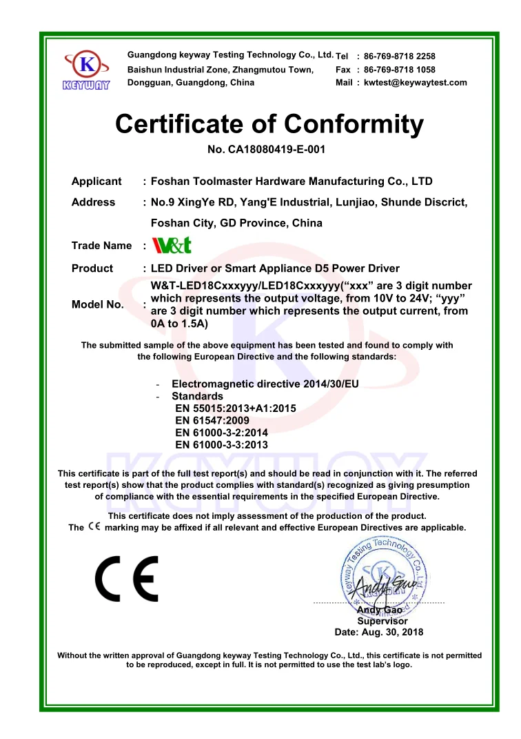 Цветовая температура (CCT) под освещением шкафа SMD2835