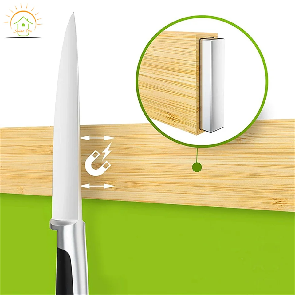 Custom Multi Purpose Functionality Organizing Kitchen Magnetic Knife Holder Strip Bar For Wall Wood Wall Mounted Knife Holder