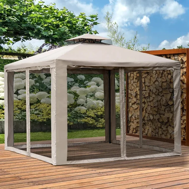 3x3M Metal Gazebo Garden Outdoor 2-TierRoof Marquee Party Tent