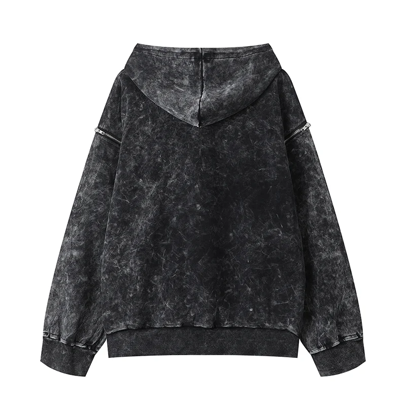 High Quality Cotton Acid Washed Hoodie High Street Series Washing Old Sweater Acid Washed Oversized Hoodie For Men