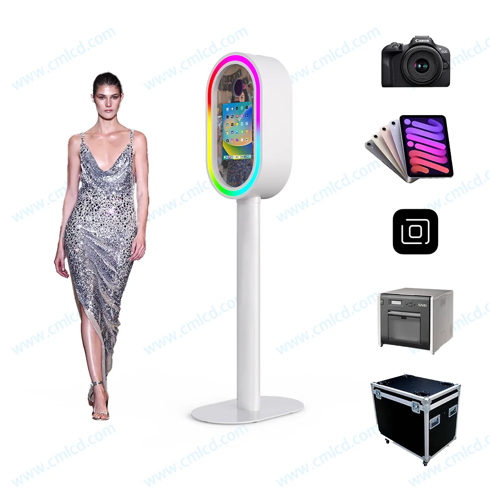 New Product Wholesale Oval Faceplate photobooth Software APP Control Salsa photobooth for Parties and event Stylish Photo Booth