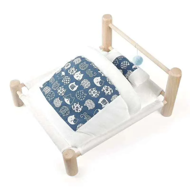Removable Cat House Warm Hammock Warm Pet Bed for Cats Dog Sofa Mat Lounger Pet Sleeping Bag Pet Accessories Wooden Cat Bed