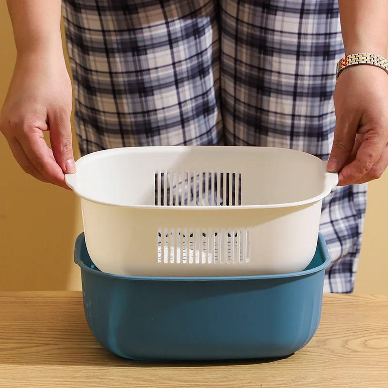 Multifunctional  household square Picnic Drain Basket Multifunctional Kitchen Sink  Washbasin Amoy Basket