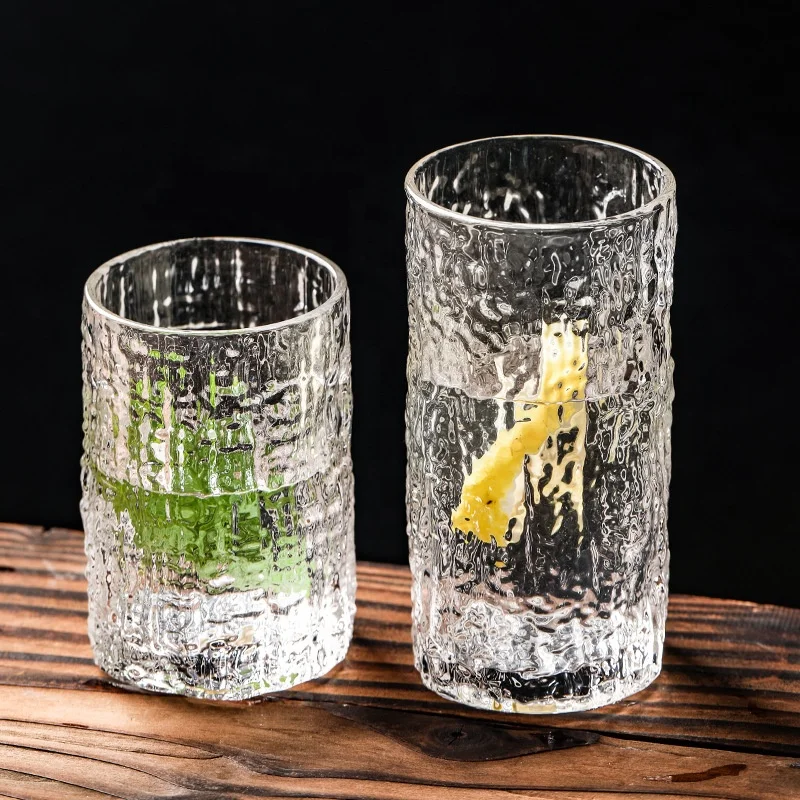 Korean Ins Wind Creative Tree Bark Grain Cold Drink Glass Water Cup Crystal Simple Juice Milk Tea Cups Glacier Glasses
