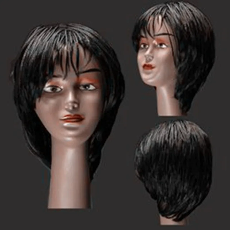 Short style cut with bangs straight machine made pixie lace front knotless box braid wigs for black women