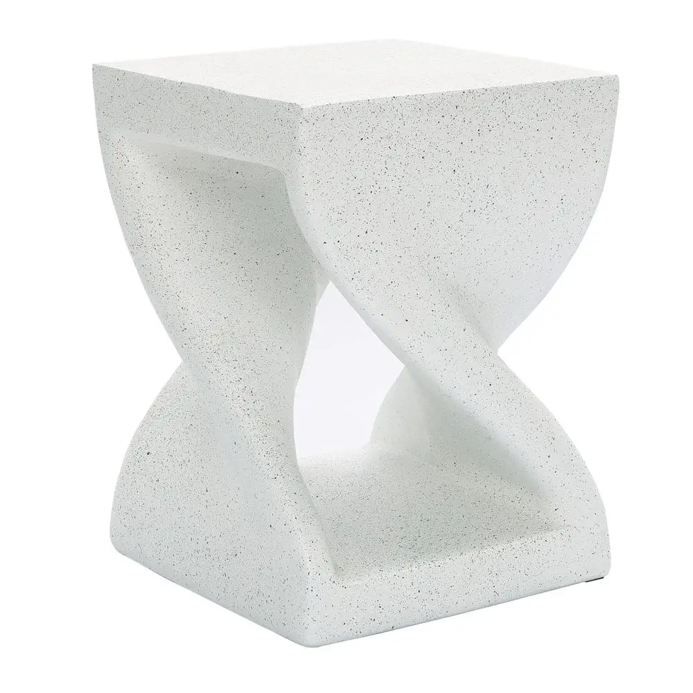 Speckled White MgO Square Twisted Indoor And Outdoor Side Table