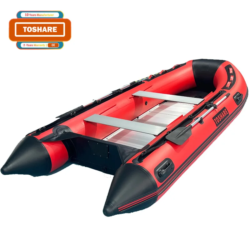 Toshare 2024 New PVC Drop Stitch 4m Inflatable Fishing Boat 3 4 5 Person Aluminium Alloy Floor Boats Inflatable