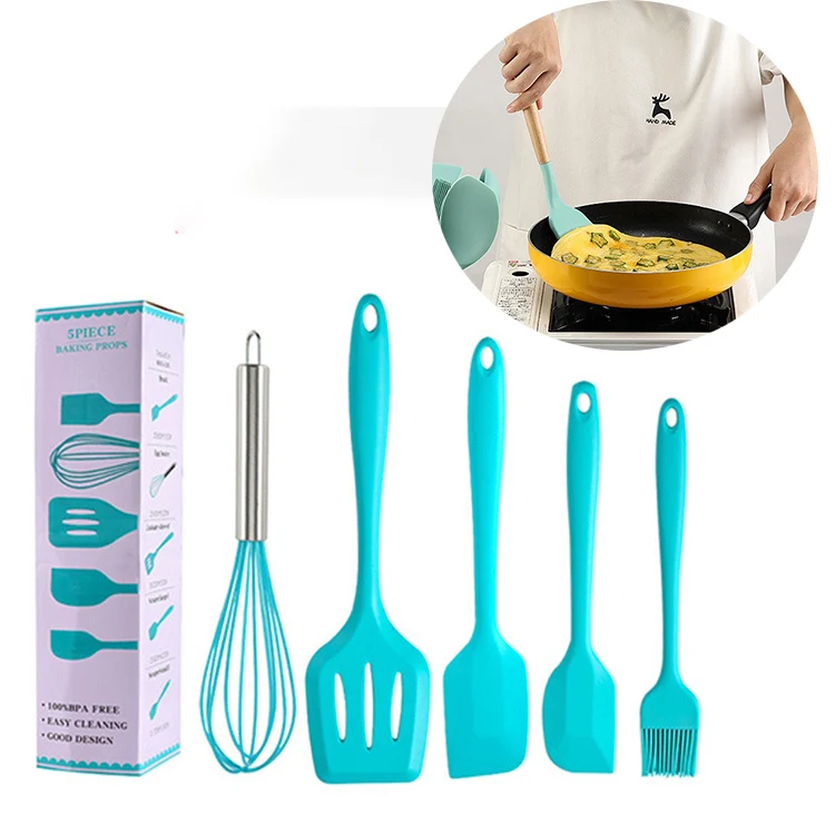 5 шт. в 1 Набор инструментов для приготовления пищи Кухонные аксессуары мягкая термостойкая BPA бесплатная силиконовая кухонная утварь
