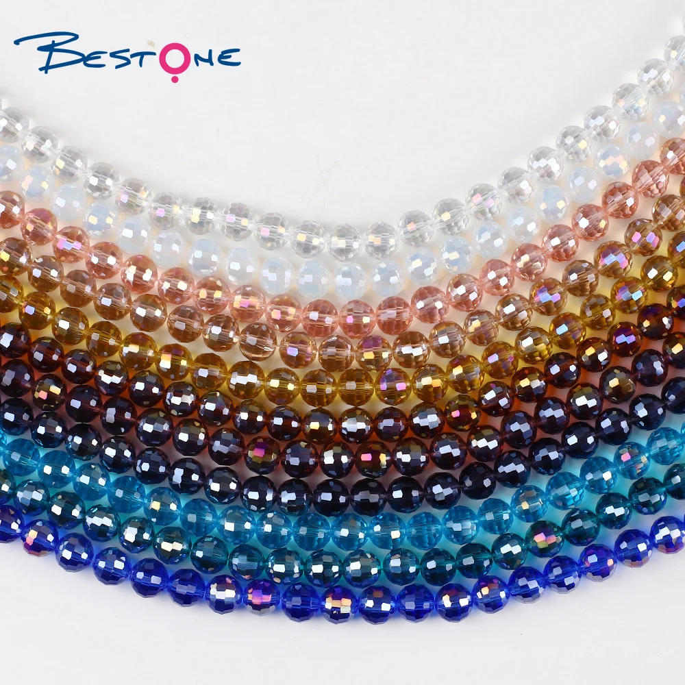 Bestone 6/8/10/12/14mm Glass Beads  AB Color 96 Faceted Round Glass Crystal Beads DIY Jewelry Bead Jewelry Making