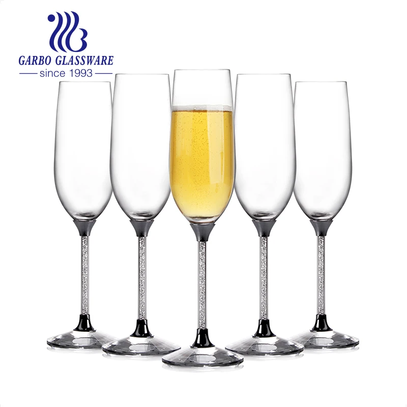 Factory price luxury drinking red wine glass goblet champagne gift hot lead-free crystal glass stemware with diamond stem