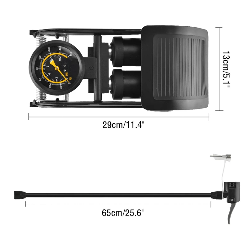High Pressure Foot Pedal Bicycle Air Pump Single Double Cylinder Car Tyre Inflator MTB Road Bike Mini Pump for Xiaomi Scooter