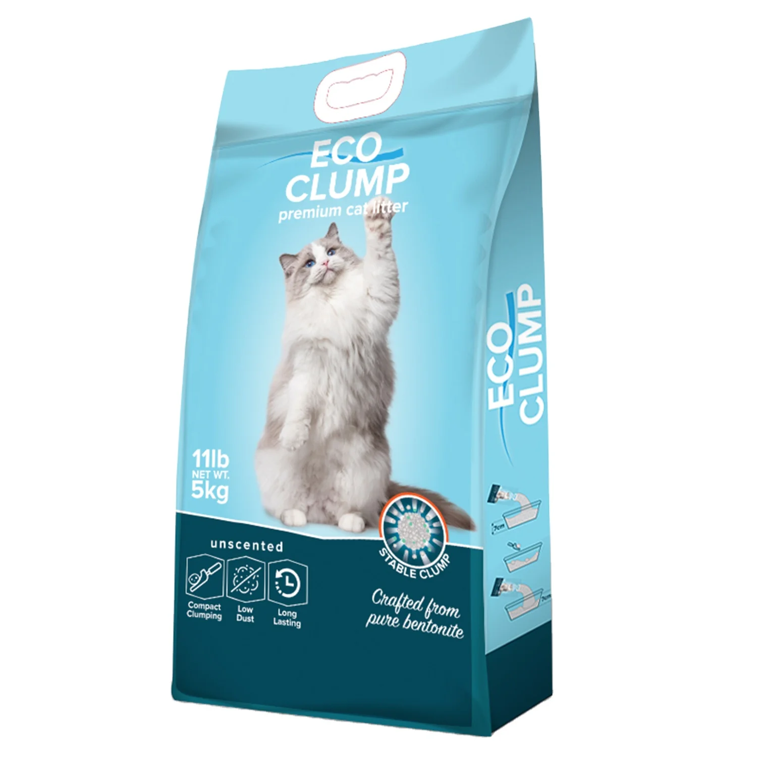 BSCI factory 2023 Sample free Wholesale Charcoal Bentonite Arena de gato eco clump Sodium Cat Litter sand