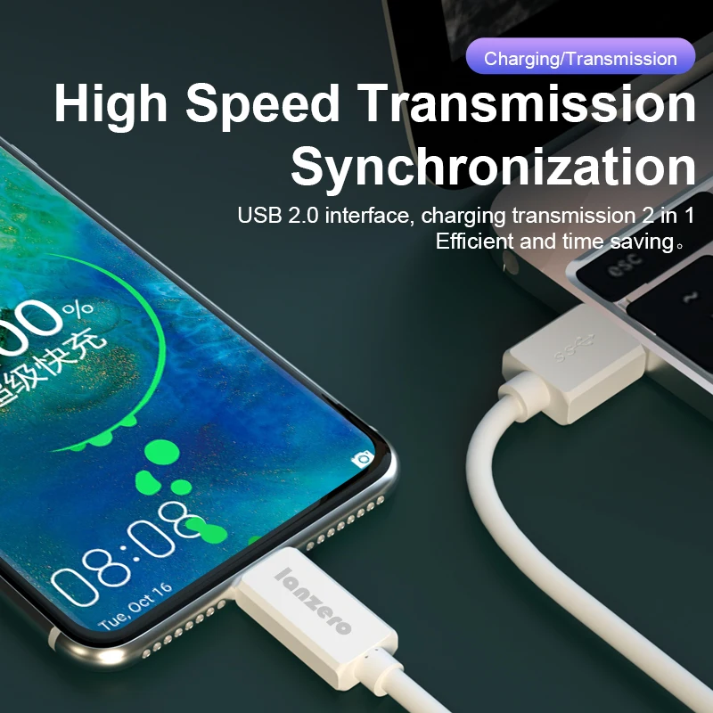  Lanzero оригинальный 5A Сверхбыстрая зарядка Type-C Micro Usb кабель для передачи данных