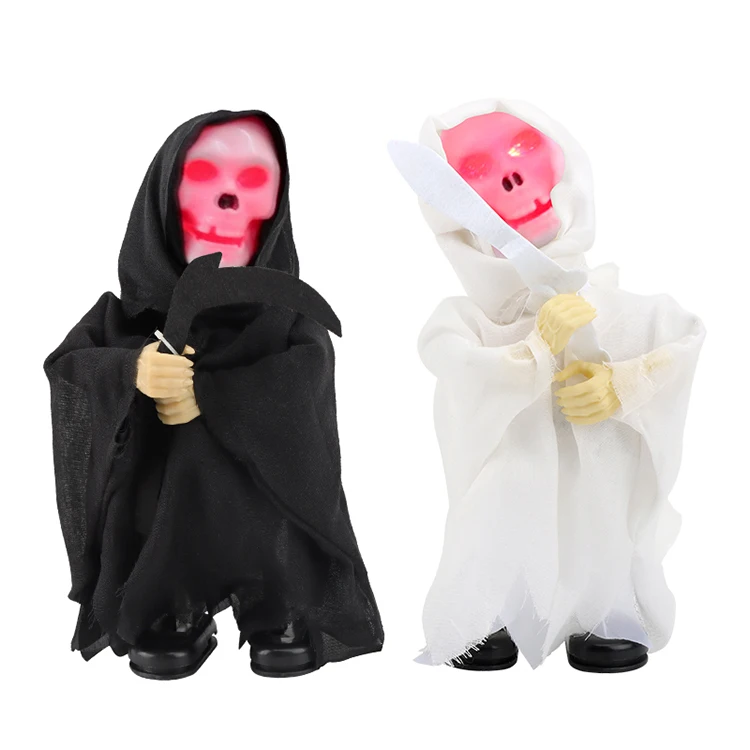 Halloween Decorations Animated Dancing Ghost Skeleton Reaper with Light and Creepy Sound Effect Haunted House Scary Swing Ghost