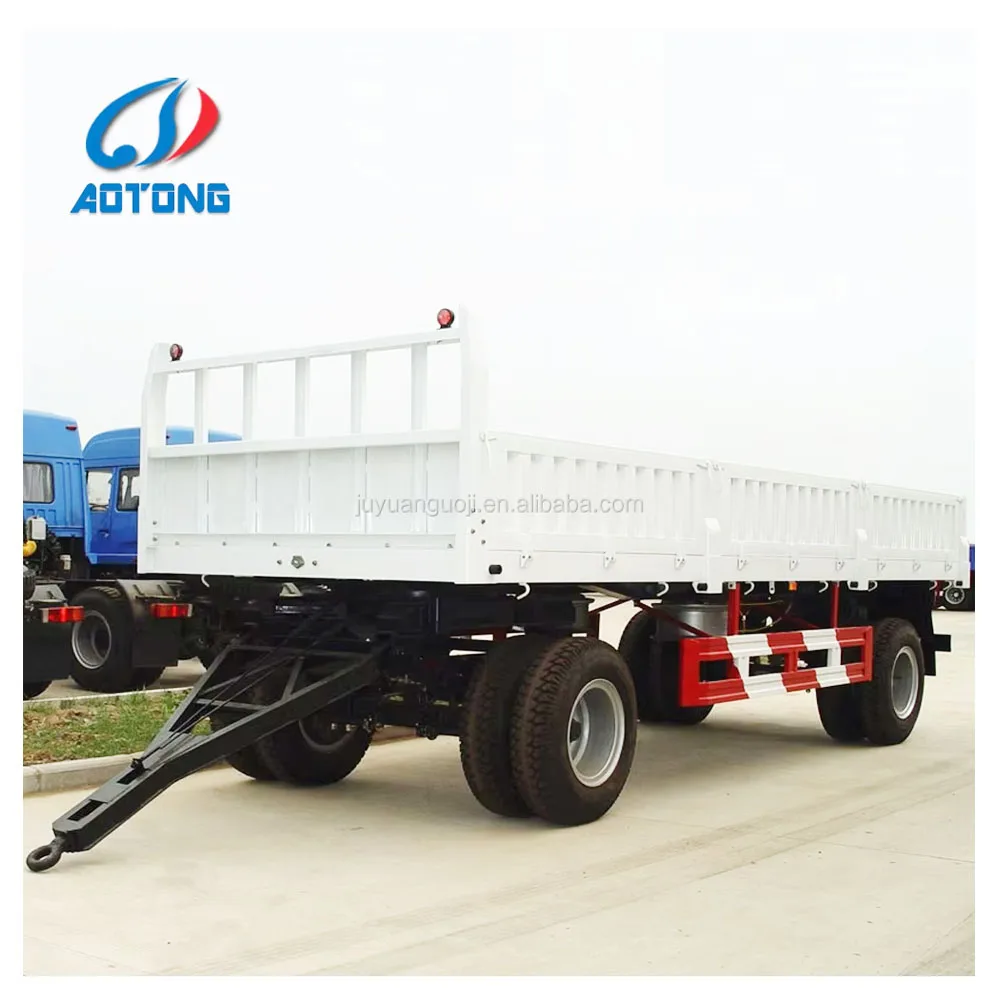 Full Trailer Type 2 axle flatbed draw bar cargo trailers/box trailer for sale