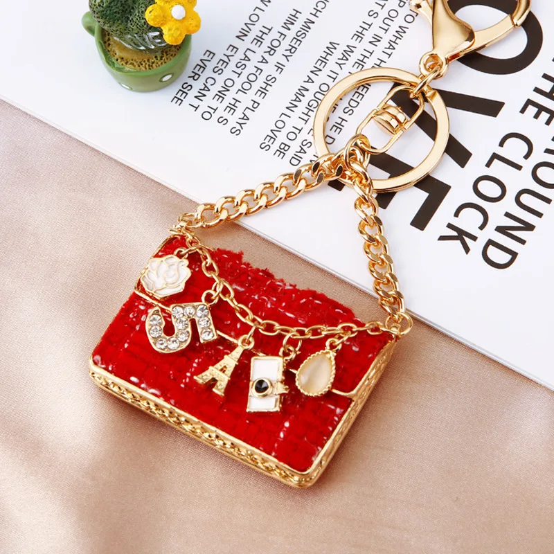 Chanelstyle Handbag Charms Pendant Women Fancy Keychains Rhinestone Keyring for Car Keys
