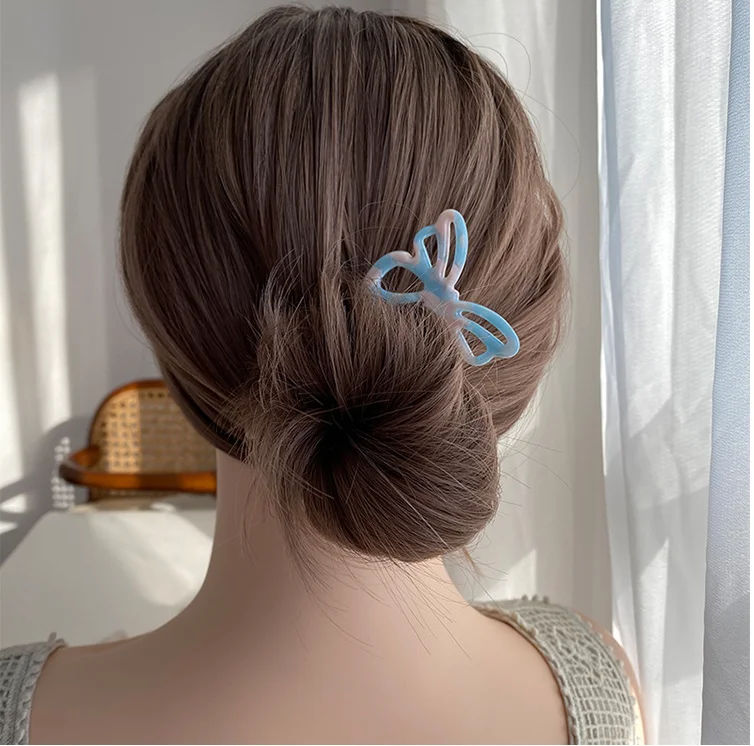 Butterfly Hair Chopsticks Hair Strip Jewelry Fashion Style Acetate Hairpin Sweet Girl Colorful Hair Stick Comb Customized Logo