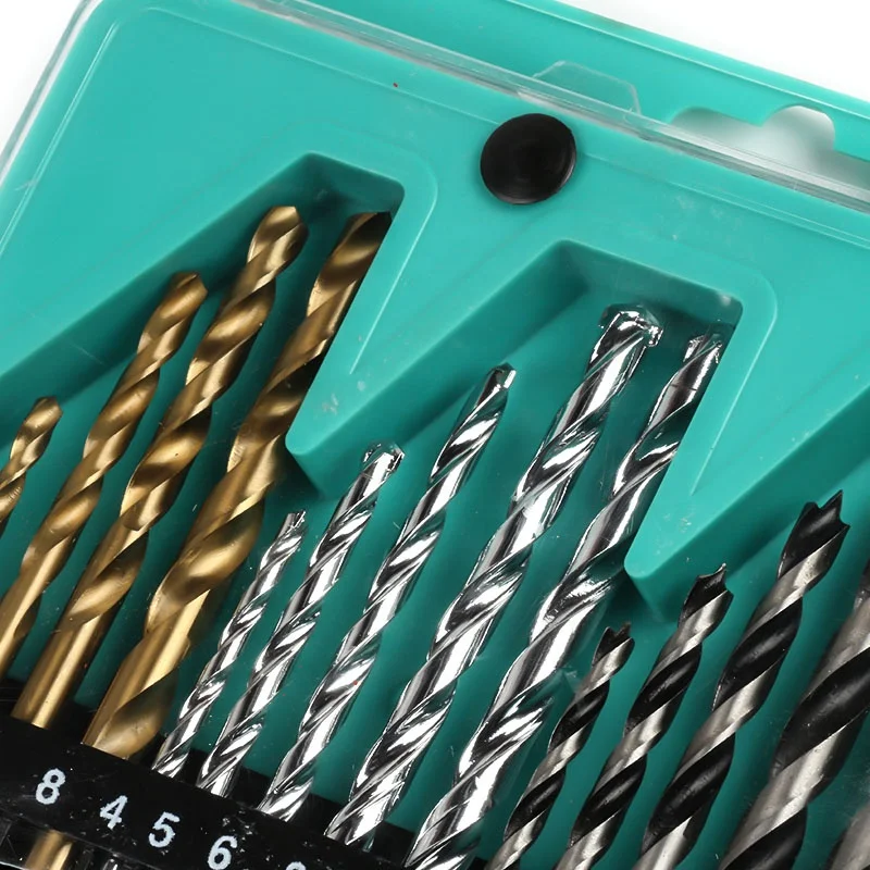 16PCS  Combination HSS brocas Twist Masonry Drill Bit Set for Metal Concrete Wood Drilling in Plastic Box