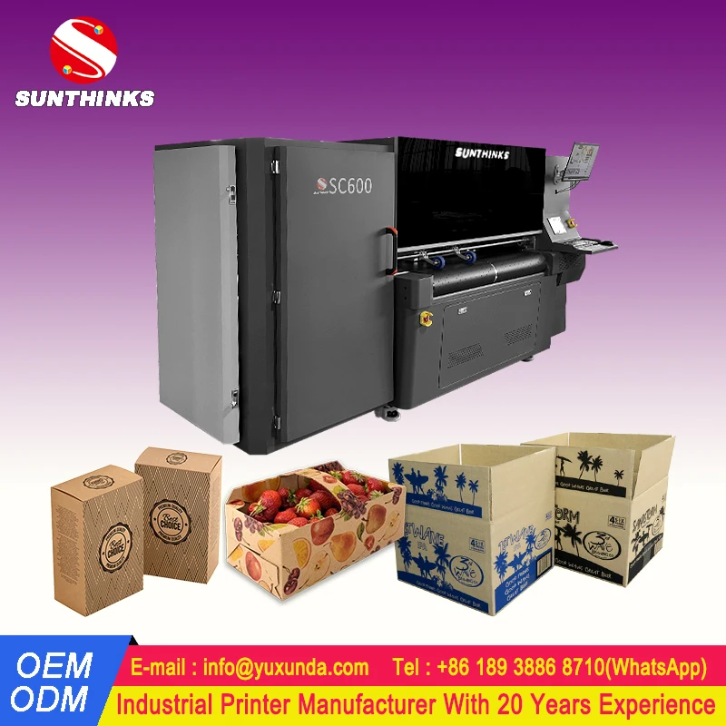Sunthinks SC600 Digital Single Pass Large Corrugated Carton Box Inkjet Printing Machine With New OEM A3 Printbar By HP