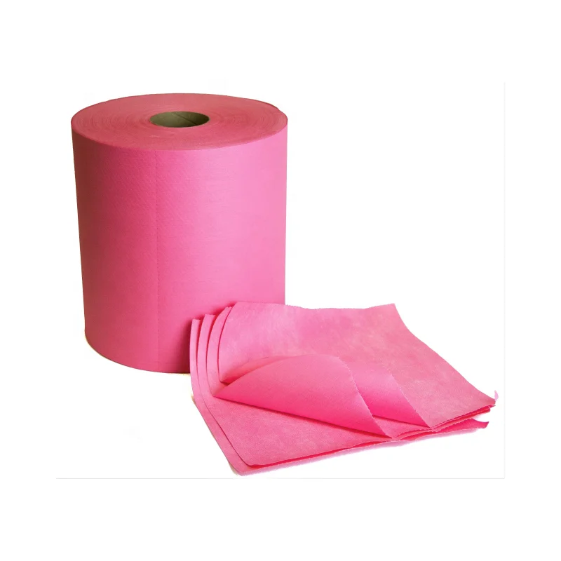 Red Embossed Hydrolace Jumbo Roll industrial mechanic cleaning dry wipe cloth shop towels