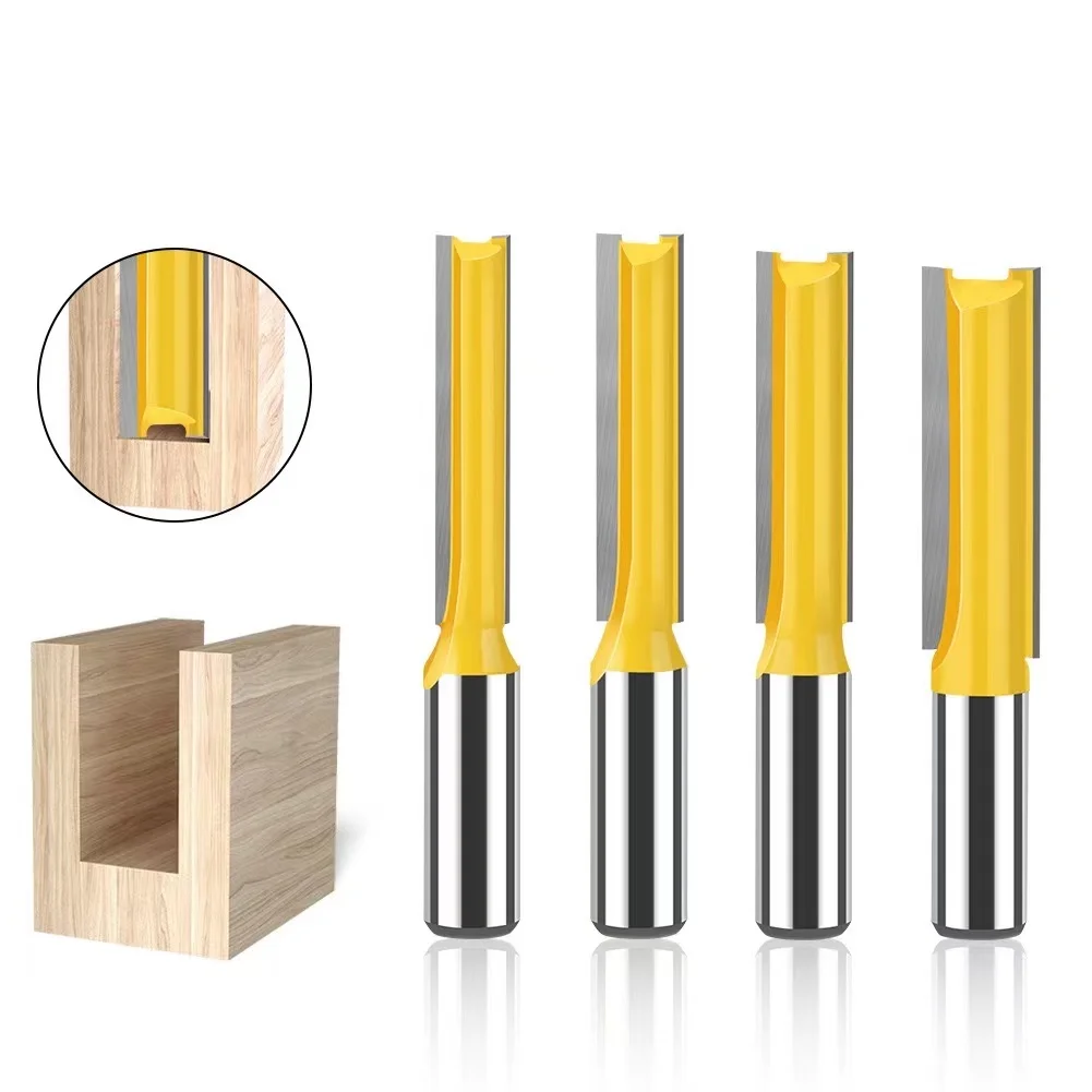 L-N315 1pc Lengthening 2 Flutes Straight Wood Router Bit 1/2 12mm Shank Trimming Slotting Milling Cutter Tungsten Carbide Tip