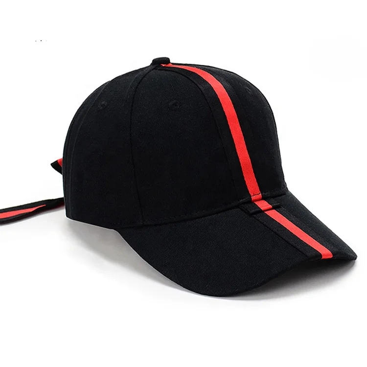 Female 5 Panel Baseball Hats Cotton Hip Hop Hat Hipster Stripe Caps with String
