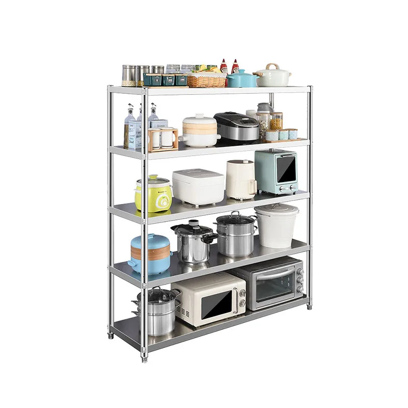 Stainless Steel Shelving And Organizer 1200 x 500 mm Kitchen Shelving Display 4/5 Tier Stainless Commercial Kitchen Shelf Unit