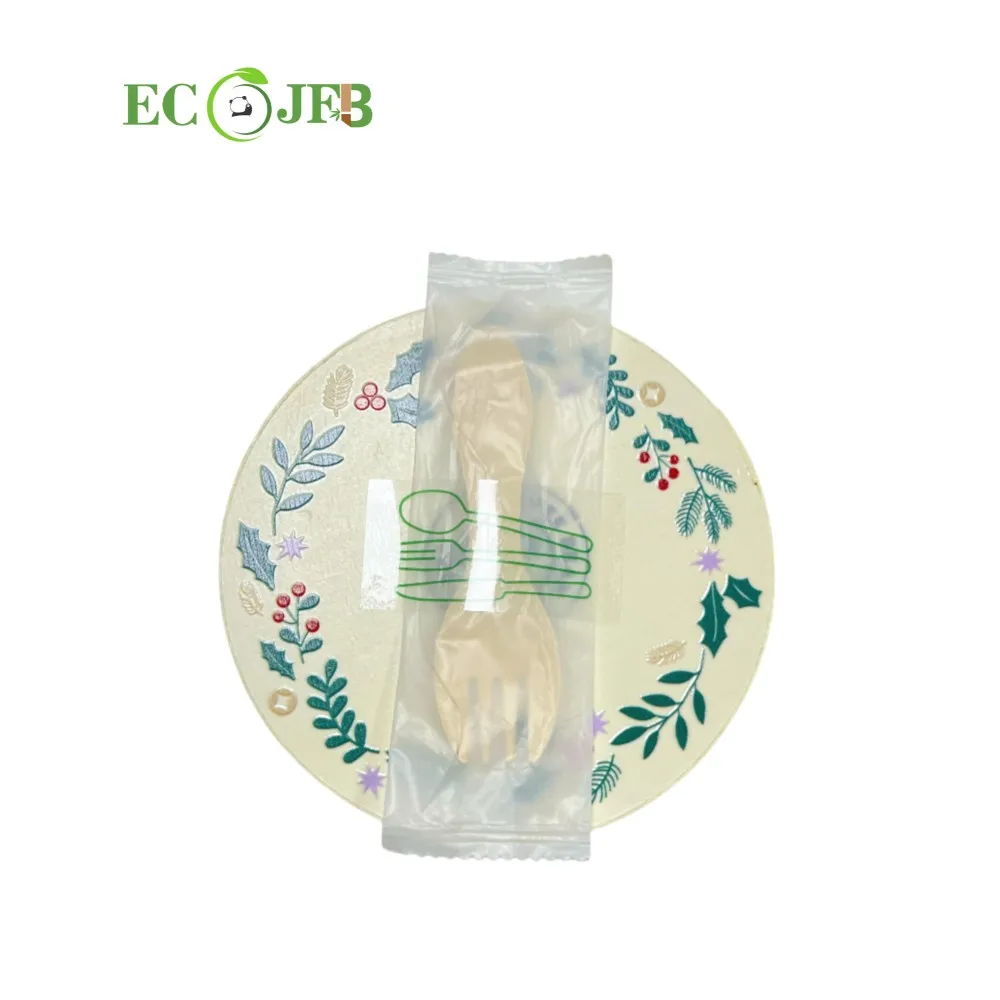 Custom Eco-Friendly wooden cake boxes Disposable Natural Round Wooden Box With Mini Wooden Spork