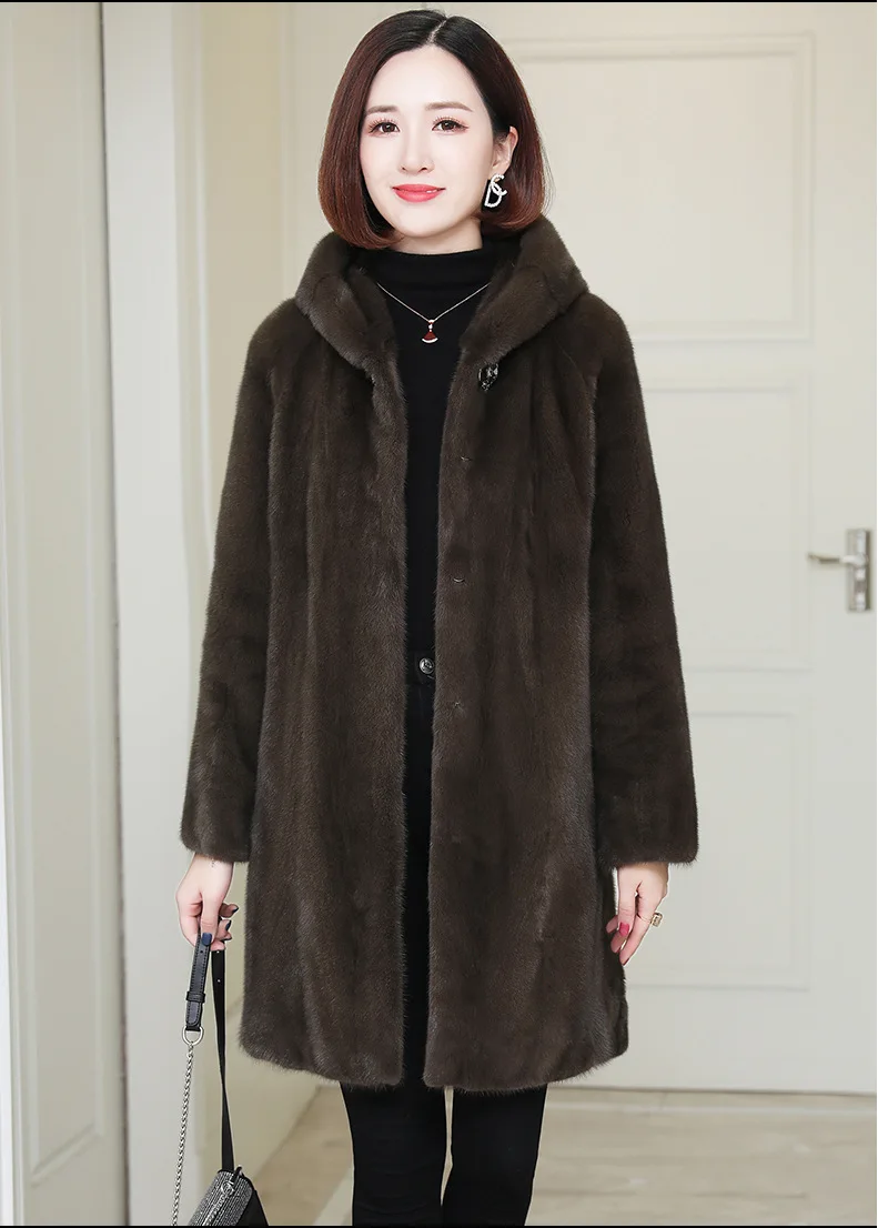 Custom Factory Direct Supply Women Artificial Faux Mink Fur Long Coat Plus Size Fake Fur Overcoat