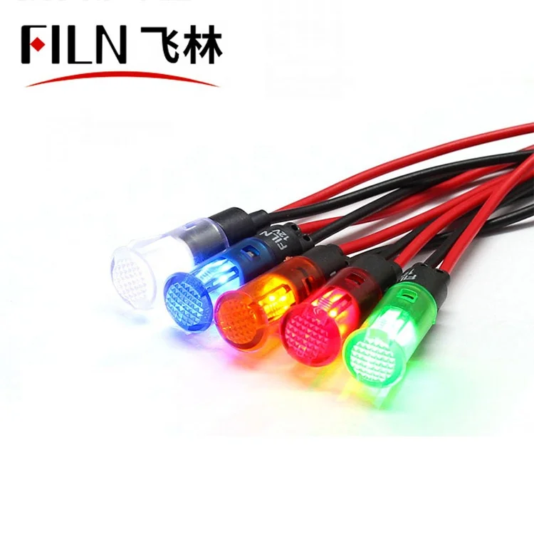 FILN 8mm new product 12v 220v indicator led light with wire red green