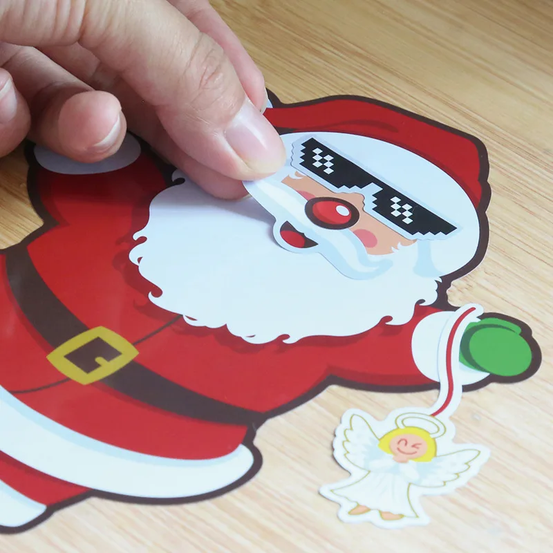 New Creative Children Cartoon Christmas DIY Sticker Santa Snowman Cute PVC Sticker For Kids