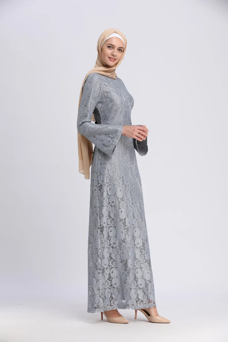 Islamic Clothing Abaya Jilbab High Quality Women Yellow Indonesian Muslim Dress Lace