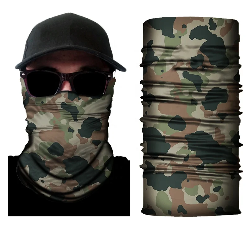 
2020 Spring Custom Logo 100% Polyester Camo Head scarf Printing Bandanas face shield For Women/Men 