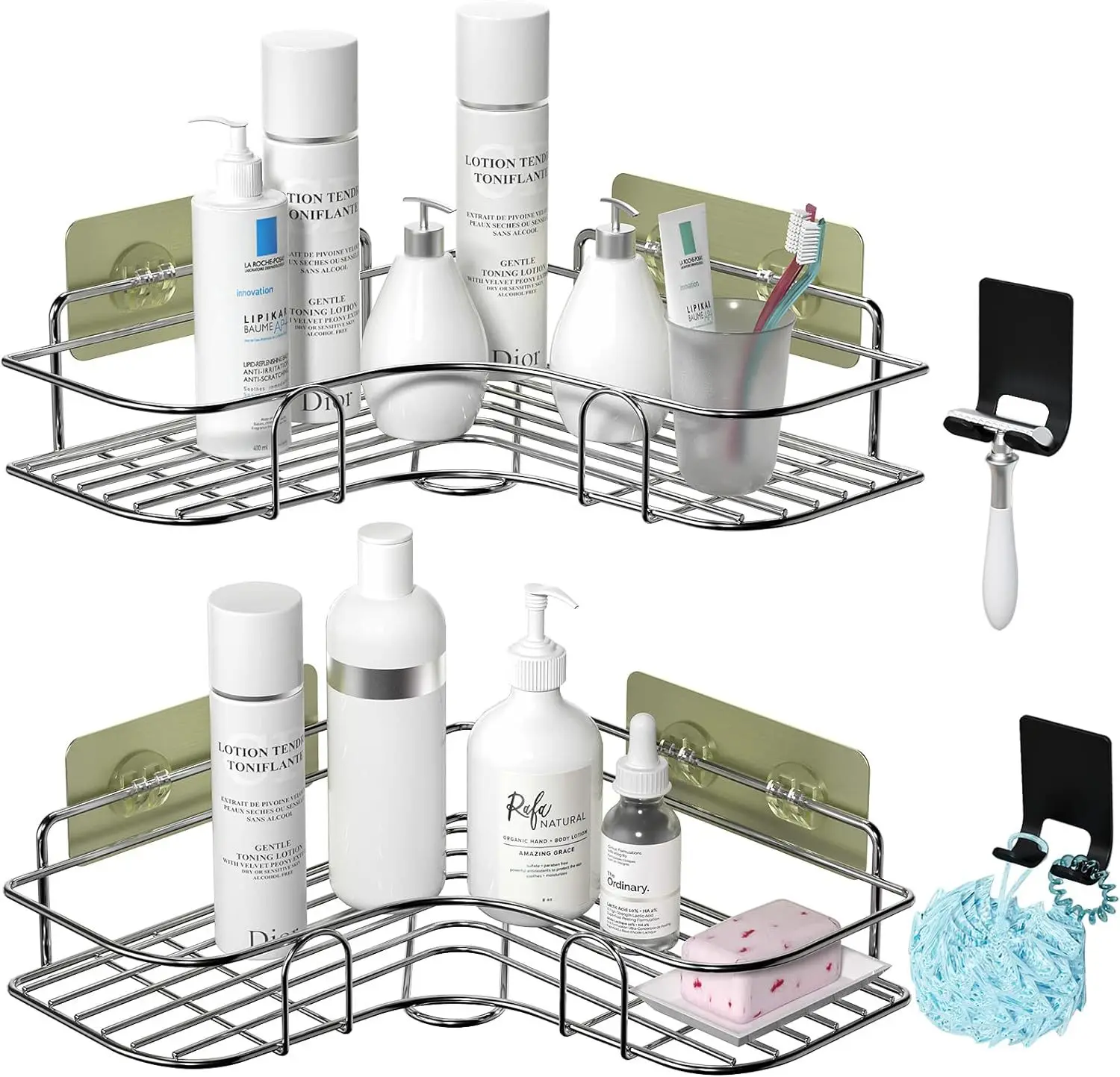 Modern High Quality Stainless Steel Wall-Mounted Shower Corner Shelf Bathroom Storage Accessory Set Bathroom Shelf