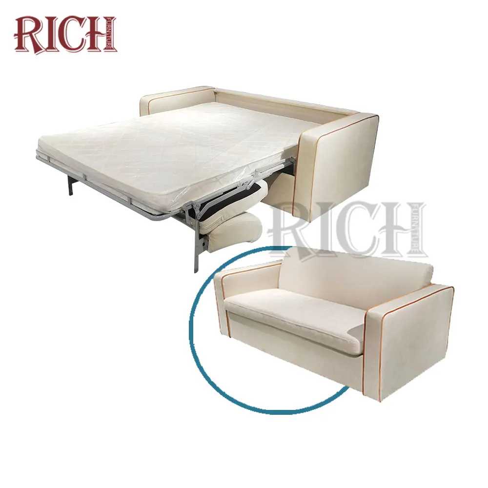 Popular Living Room Furniture modern divan bed folding single double sofa bed Dual-used Couch European Style Beige Sofa Bed