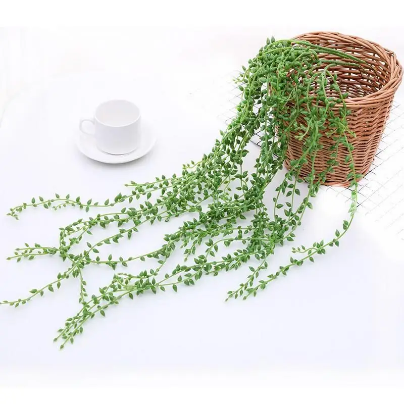 Factory Wholesale Simulation Vine Living Room Decoration Plastic Succulents Lover Tears Beads Fake Flowers Wall Hanging Rattan