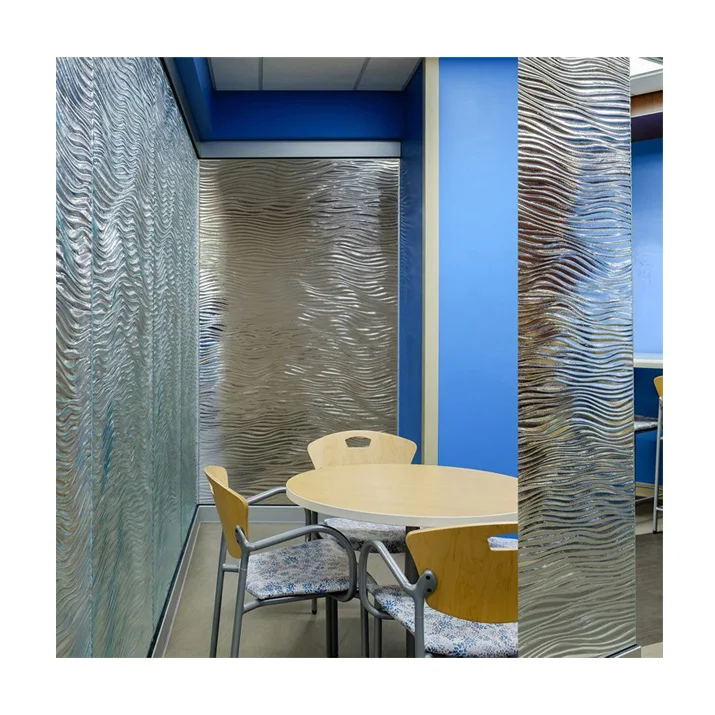 Hot Melt Tempered Fused Water Ripple Glass Partition Wall Prices