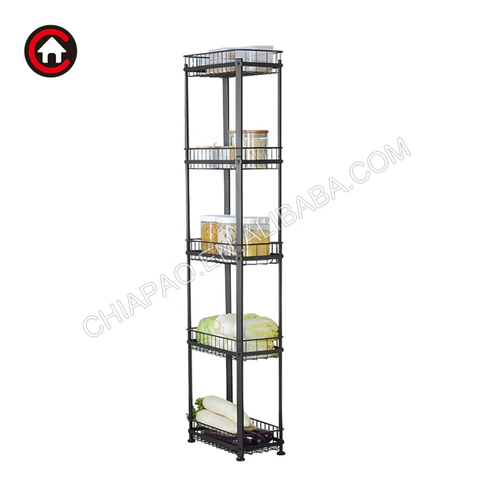 5-Tier Space Saving Rolling Metal Wire Shelves Storage Shelf Storage Rack for Home Kitchen Display Rack Shelf with wheels