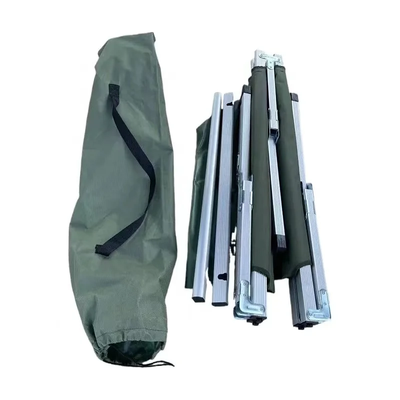 Armygreen Camping Bed Ultralight Cot Customized Aluminum Factory Price Foldable Easy-to-Install Portable Camping Bed for Outdoor