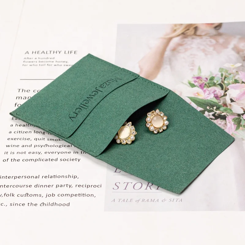 Eco Friendly Packaging Envelope Custom Logo Jewelry Packaging Soft Luxury Clear Flap Jewelry Envelope Dust Bag Pouch