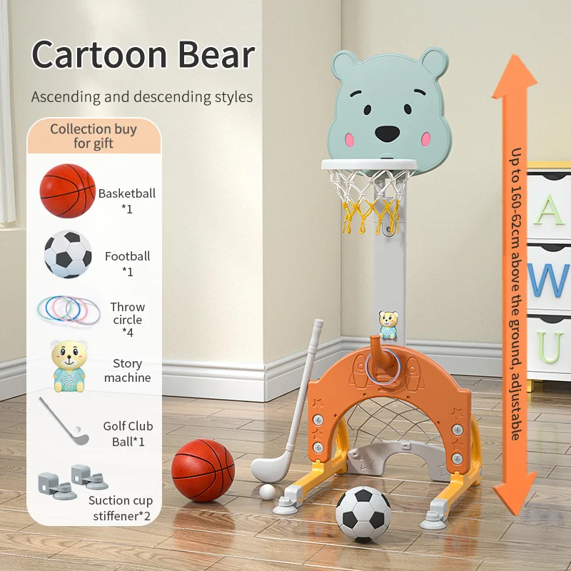 Adjustable Height from 45' to 60' Easy Score Set for Kids Boys Girls Indoor Outdoor Play 5 in 1 Plastic Basketball Stand