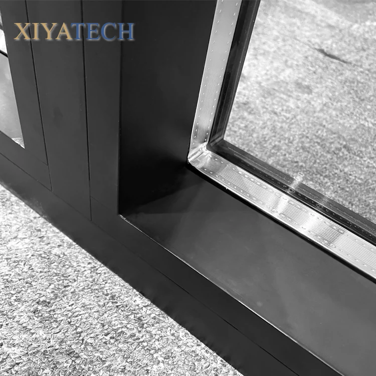 Steel framed arched fixed wooden window with tempered glass