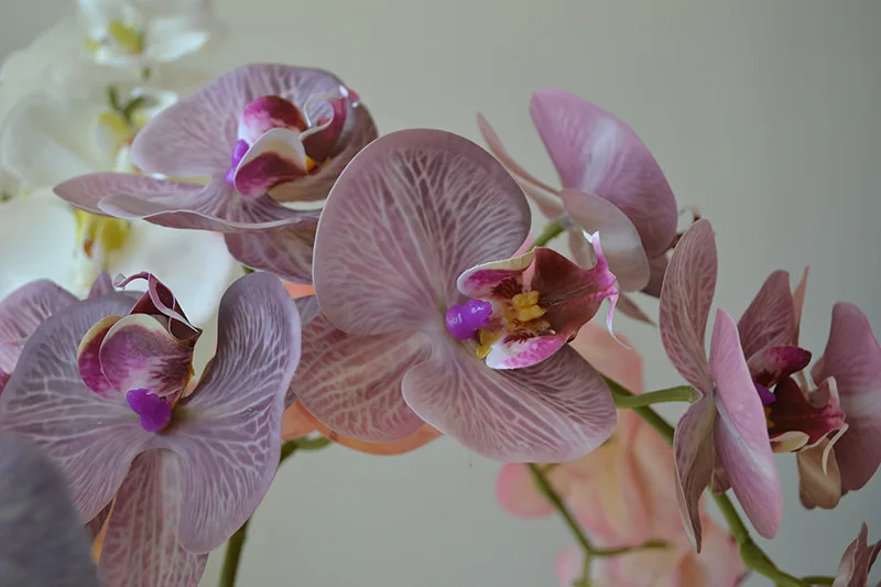 Wedding Home Decoration Orchid 9 Heads Latex Coated Real Touch Orchid Artificial Flowers Phalaenopsis Butterfly Orchid Flower