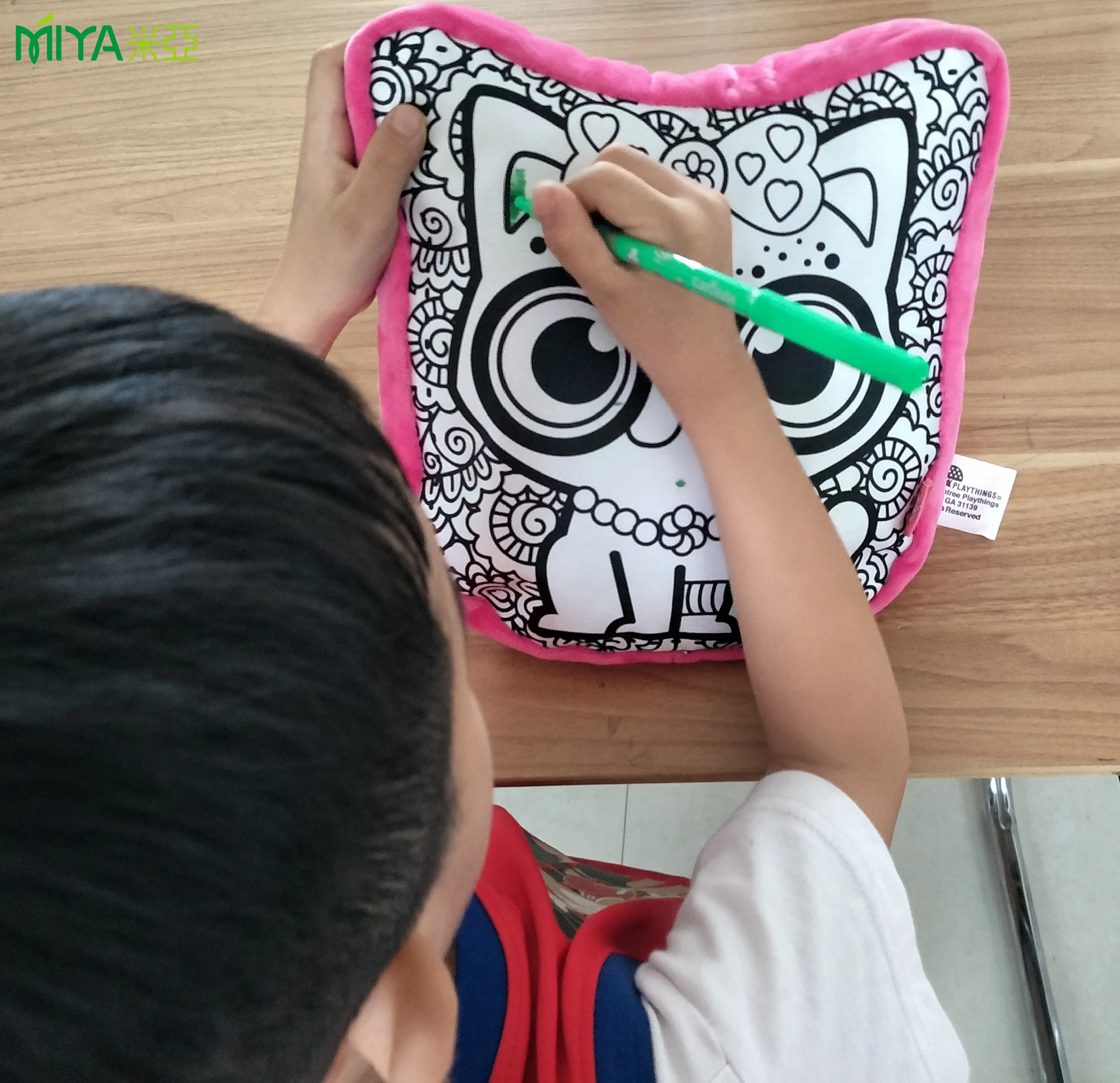 kids diy washable decoration plush satin painting drawing colouring animal shape pillow for children