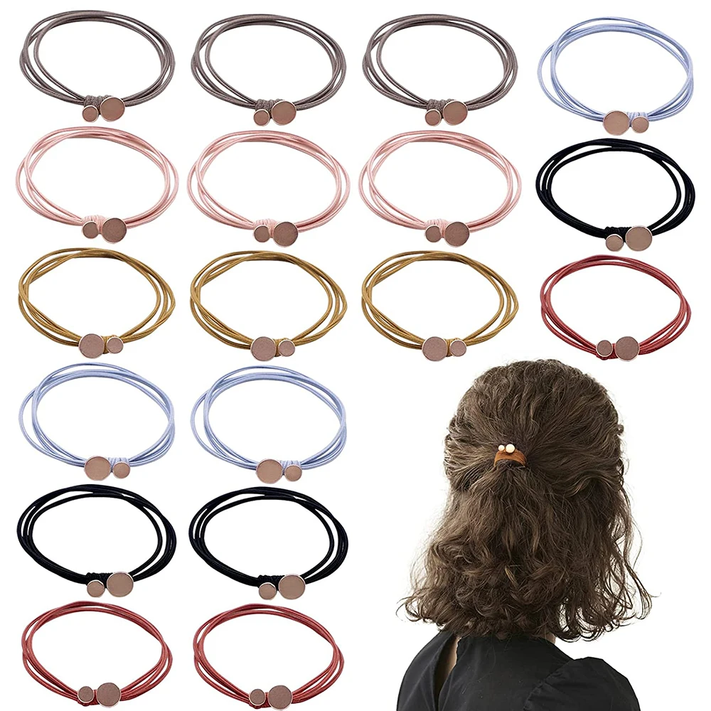 Elastic Rubber with Metal Circle Beads Hair Ties,Bracelet Hair Band for Thick Hair Holder Rope,Hair Accessories for Women Girls