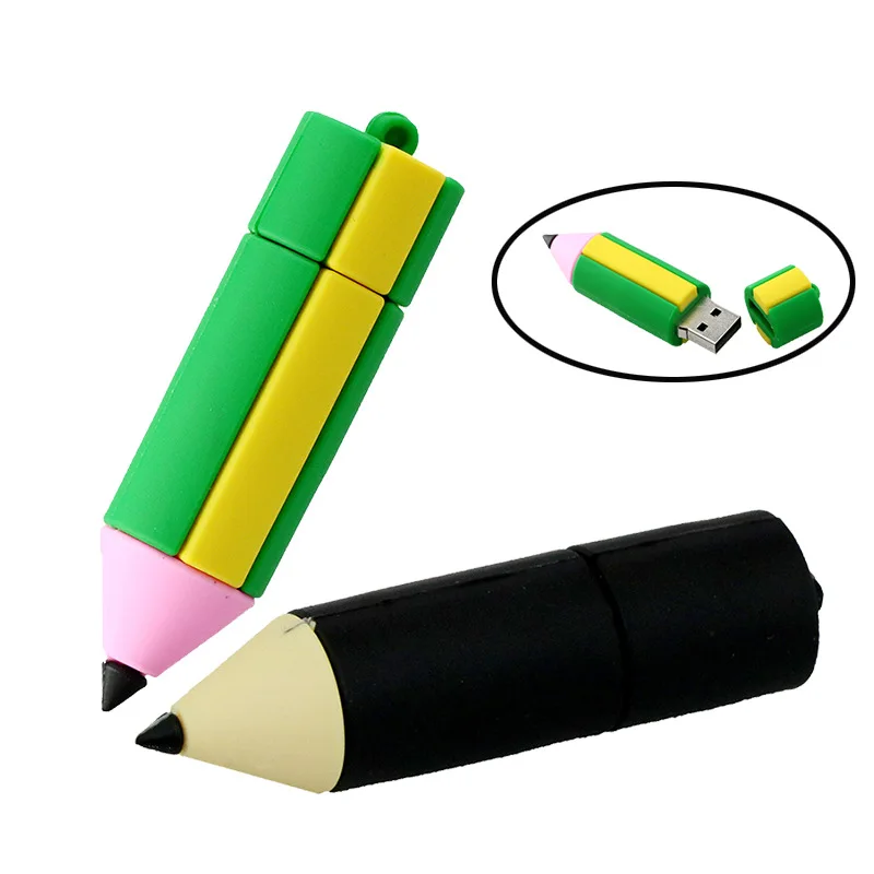 Eco PVC Pencil Flashdrive Customized Logo Wholesale  USB Flash Drive for School Children PVC Pencil USB Sticks